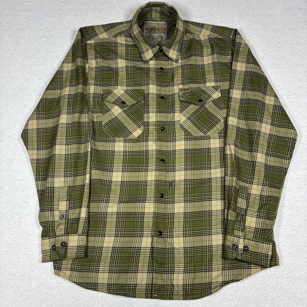 Dixxon Flannel Company .300 Blackout Men's Large Green Tan Long Sleeve *Flaw*